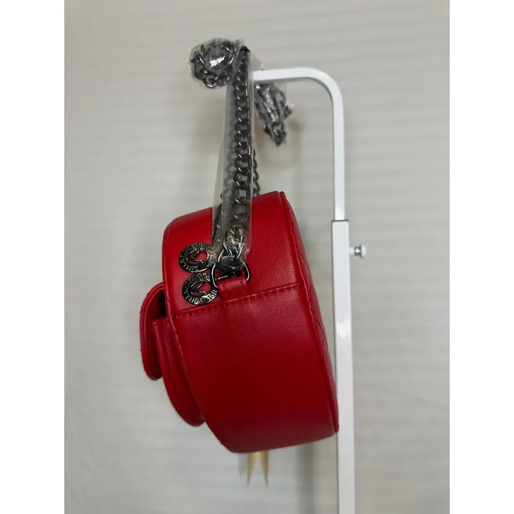 Valentino Orlandi Heart Crossbody MSRP $139 NWT Red Quilted Vegan Leather